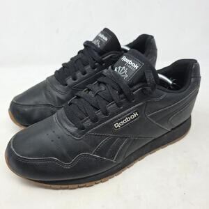 Reebok Classic Leather Black Womens 9 Retro Casual Sneakers